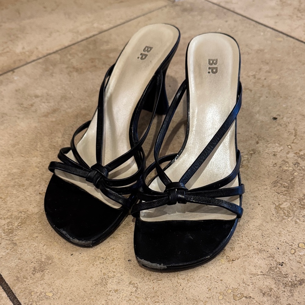 BP Black Strappy Heeled Mules